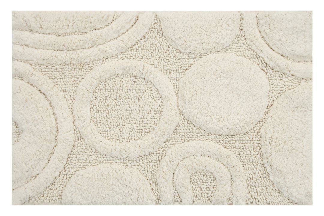 Knightsbridge Orbit Bath Rug Cotton Non Skid Back - 21x34", Ivory
