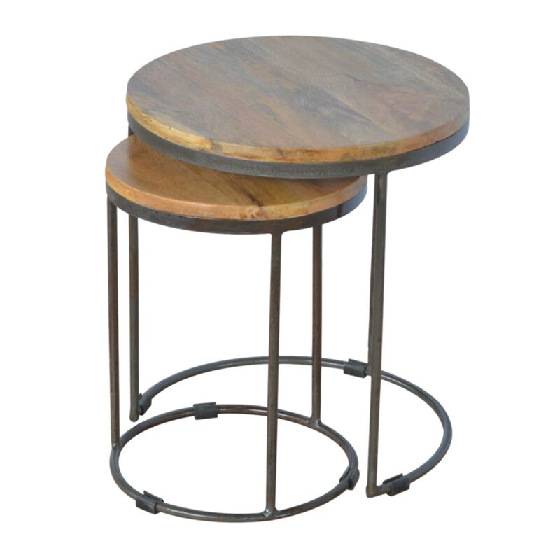 End Table Set of 2 with Iron Base
