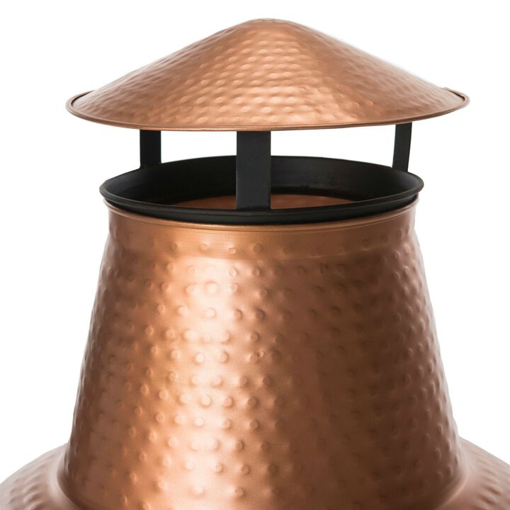Hivvago Hammered Copper and Iron Chiminea Fire Pit with Stand