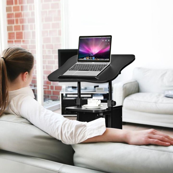 Hivvago Sit-to-Stand Laptop Desk Cart Height Adjustable with Storage