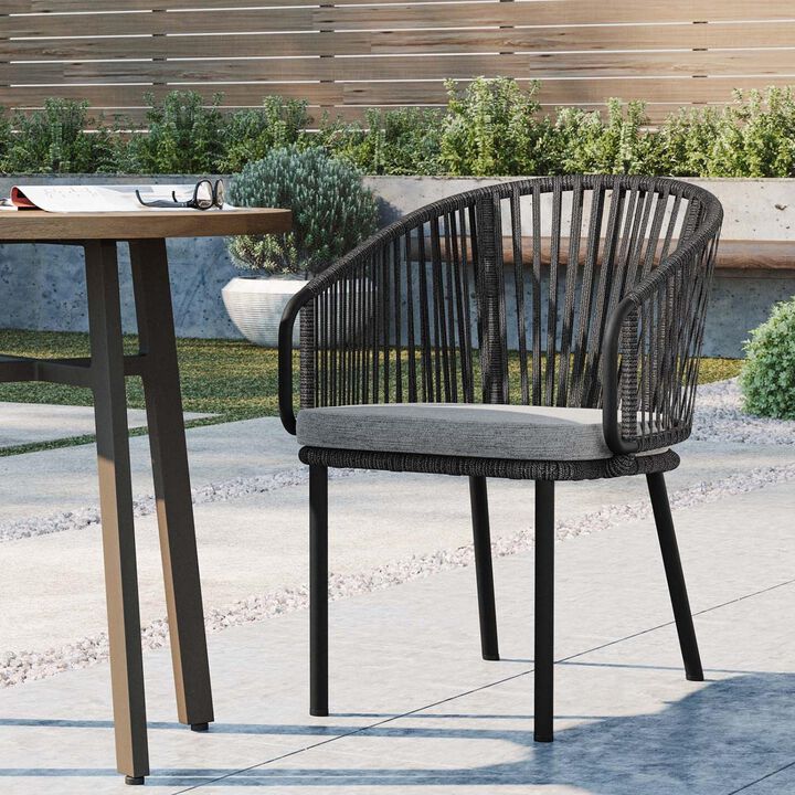 Modway Harbor Aluminum and Fabric Outdoor Armchair in Charcoal Gray