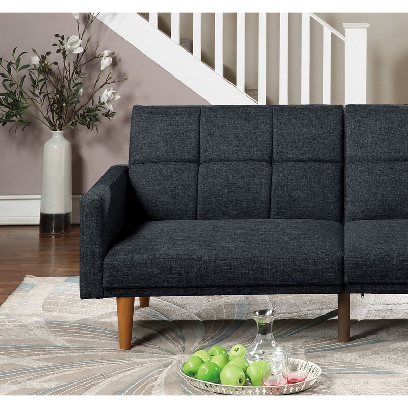 Transitional Black Sofa Bed with Wooden Legs
