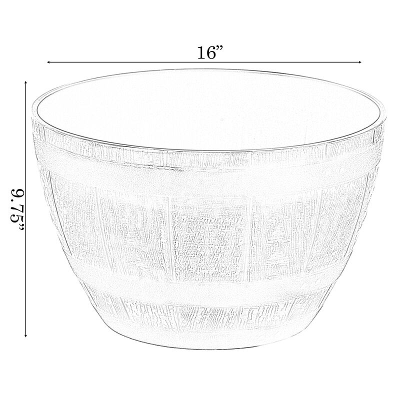 Brown Outdoor Rustic Half Barrel Flower Garden Planter Bowl, Plastic, Medium
