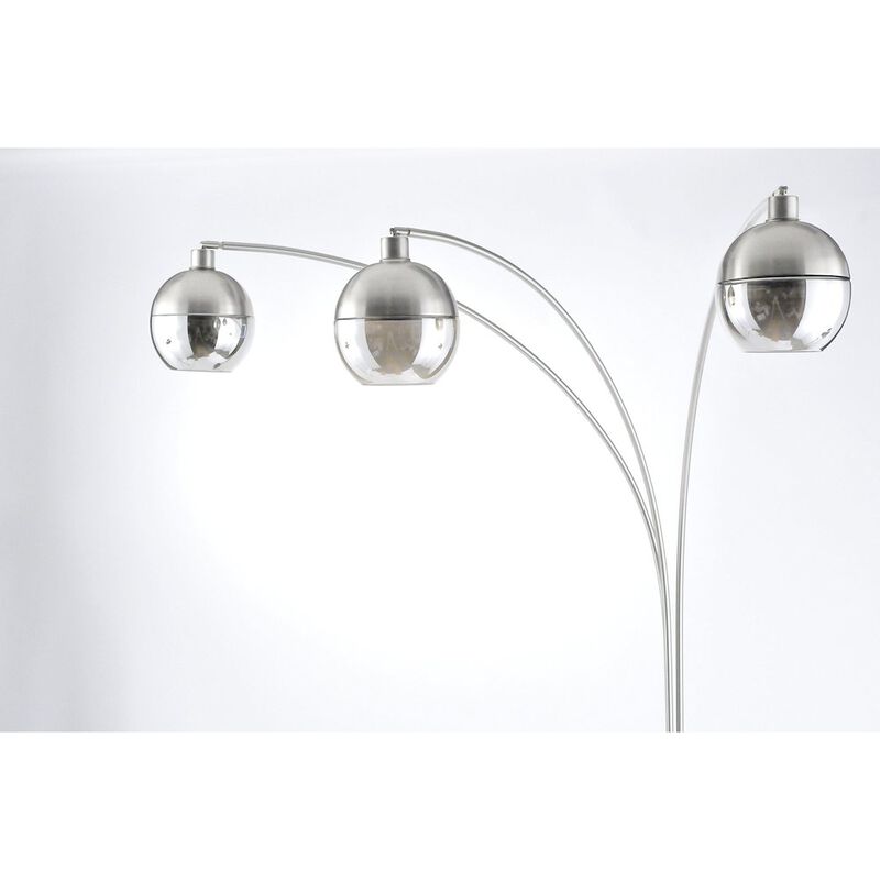 NOVA OF CALIFORNIA Orson 3 Light Arc Floor Lamp - 84″, Matte Black, Brushed Nickel
