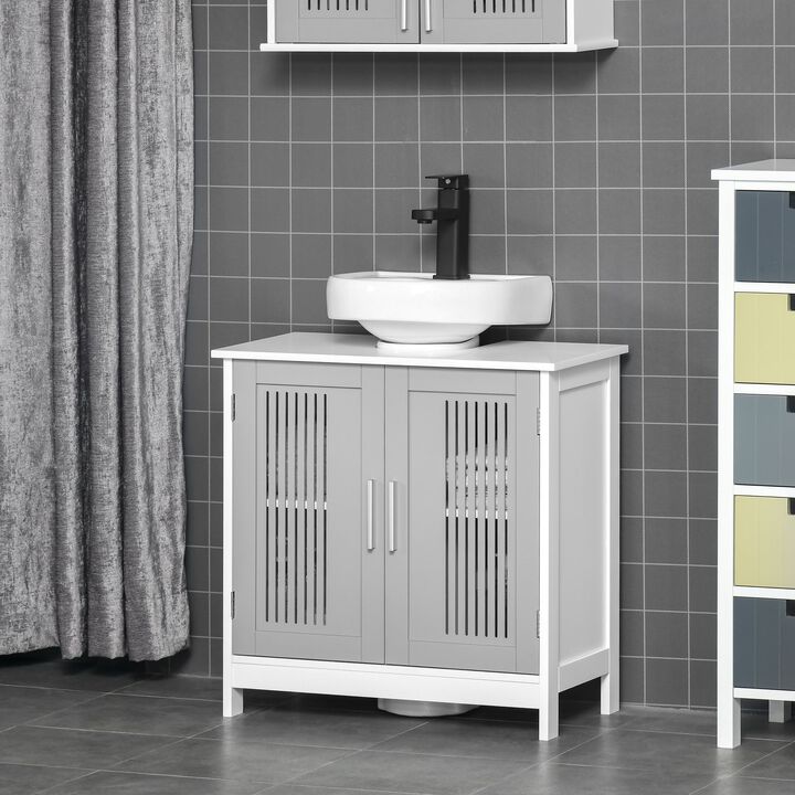 Grey/White Vanity Storage: Modern Under Sink Cabinet with Doors