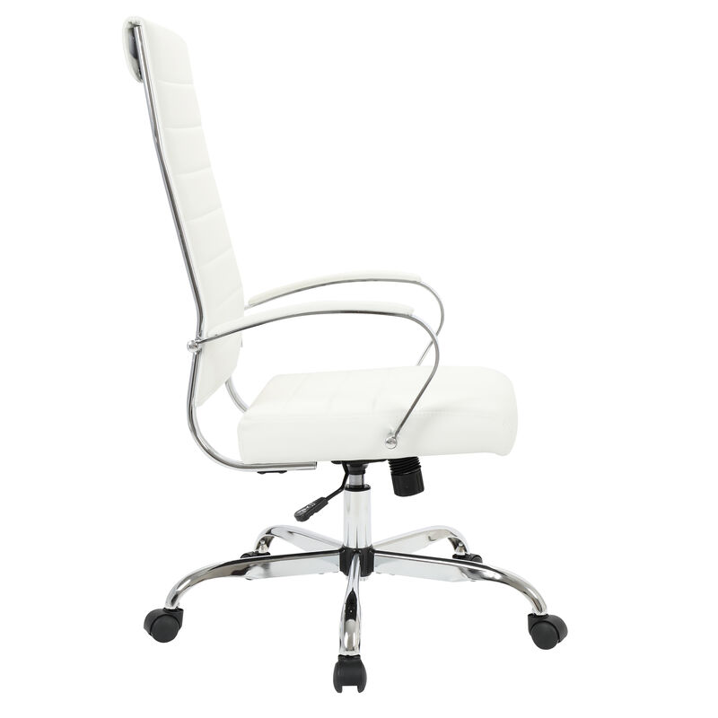 LeisureMod Benmar High-Back Mid-Century Modern Swivel Leather Office Chair – Ergonomic Executive Desk Chair with Adjustable Height, Tilt, and 360-Degree Swivel for Home and Office Comfort