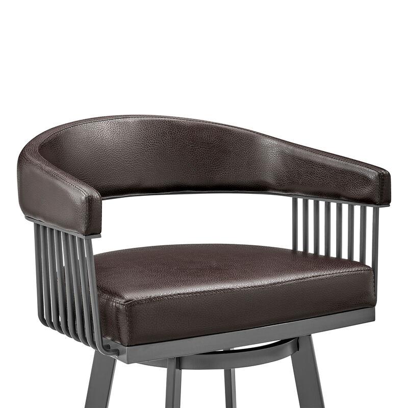 Chelsea  Counter Height Swivel Bar Stool in Silver Finish and White Faux Leather