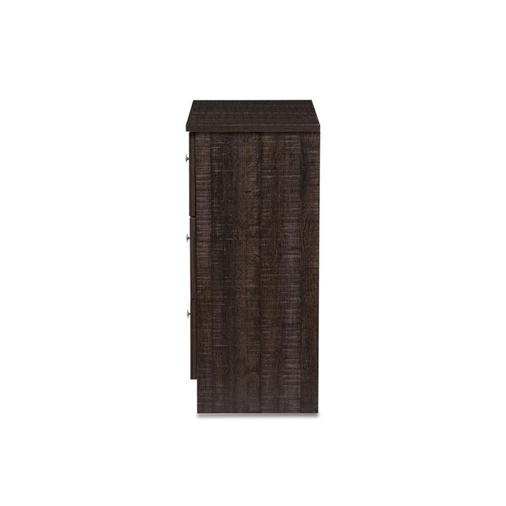 Baxton Studio Decon Modern and Contemporary Espresso Brown Wood 3-Drawer Storage Chest