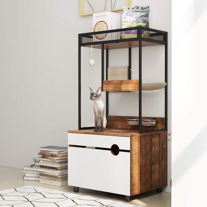 Streamdale Rustic Cat Furniture with Litter Box Enclosures