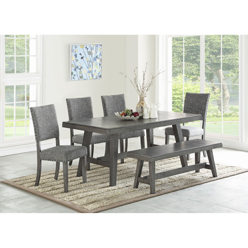 Sturdy Wood Dining Bench, Grey