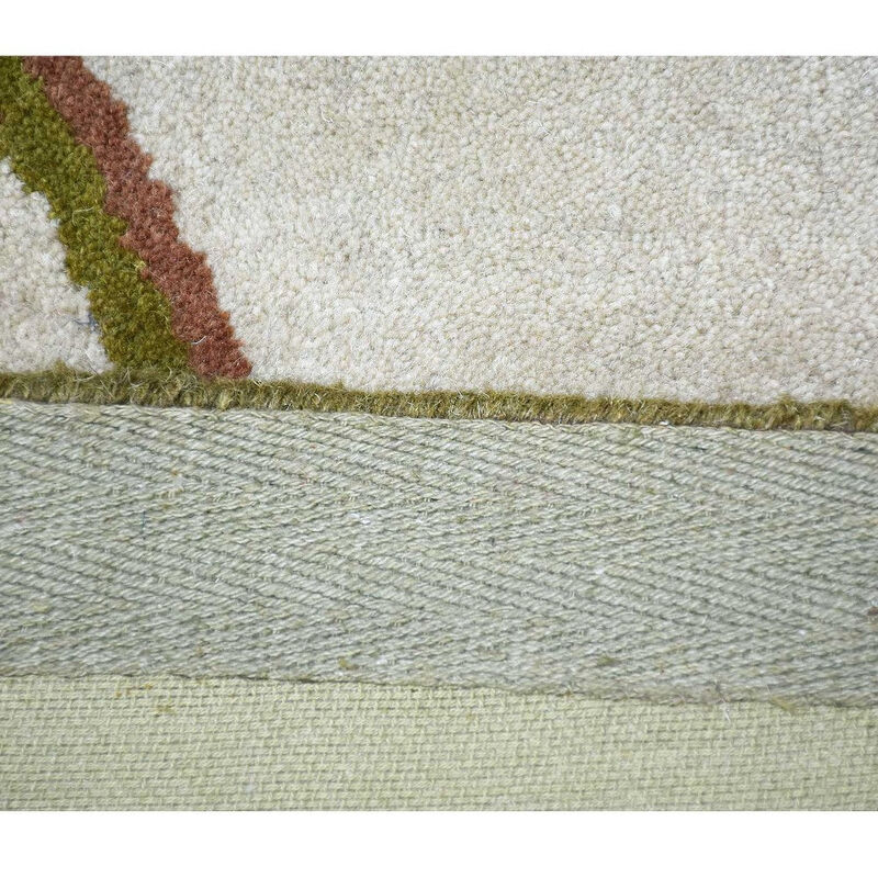 RUGSOTIC CARPETS HAND TUFTED WOOL ECO-FRIENDLY AREA RUGS  - 5'x7'6'', Rectangle Shape, Cream, Floral Modern Design, High Pile Thick Handmade Anti Skid Area Rugs for Living Room, Bed Room (K03160)
