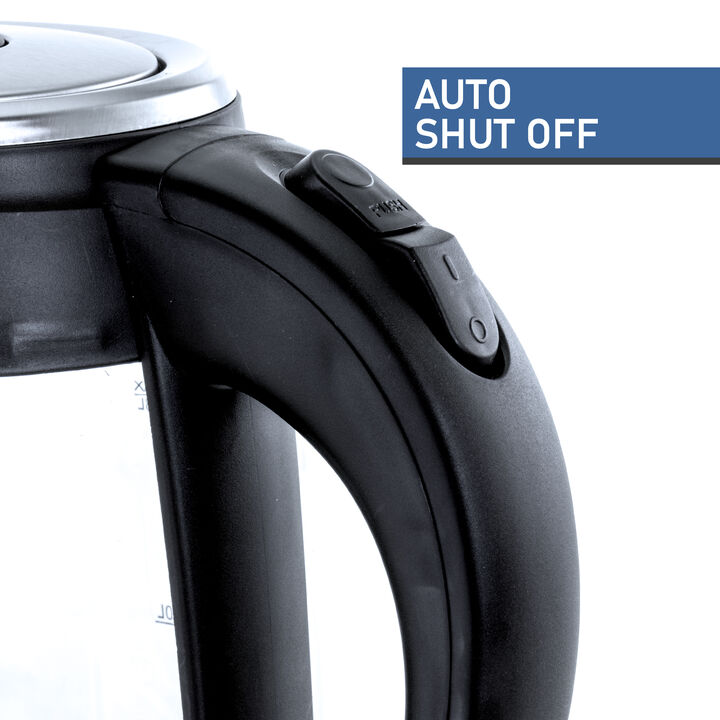 MegaChef 1.8Lt. Glass Body and Stainless Steel Electric Tea Kettle