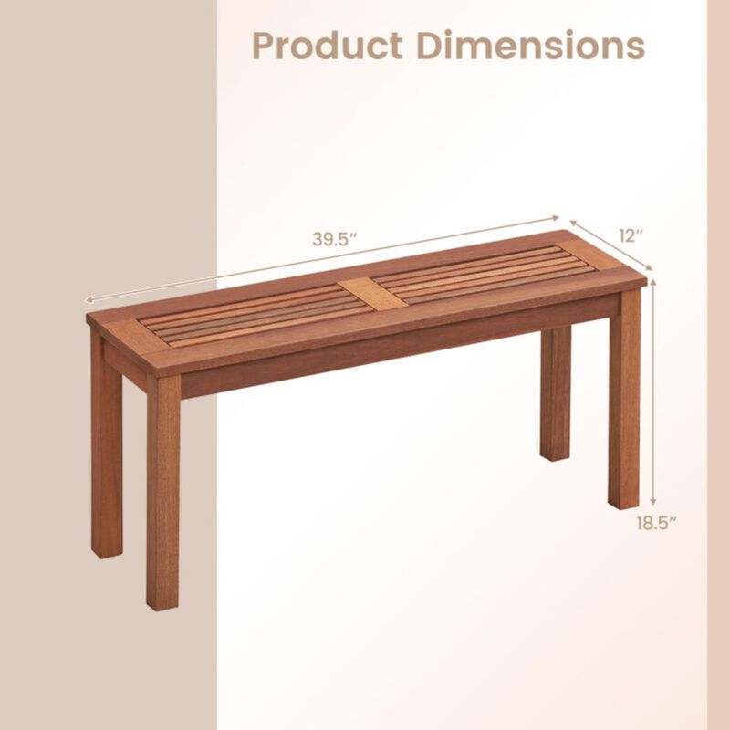 Hivvago 2-Seater Patio Backless Dining Bench with Breathable Slatted Seat