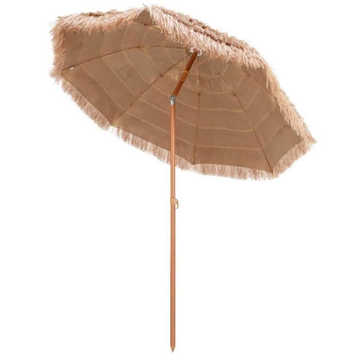 Hivvago 7.2 Feet Patio Thatched Tiki Umbrella Hawaiian Hula Beach Umbrella