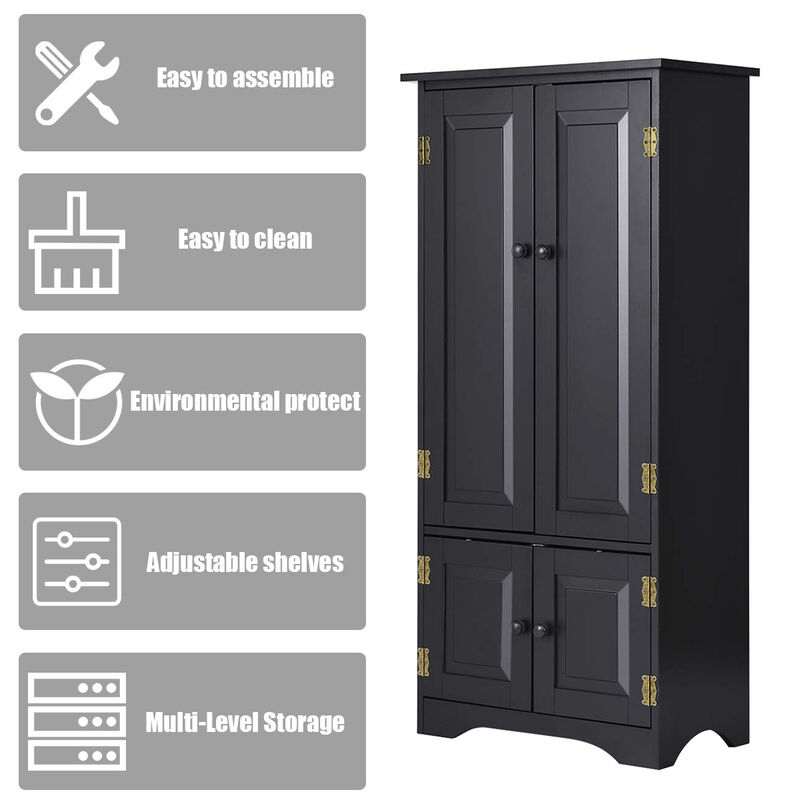 Accent Floor Storage Cabinet with Adjustable Shelves Antique 2-Door