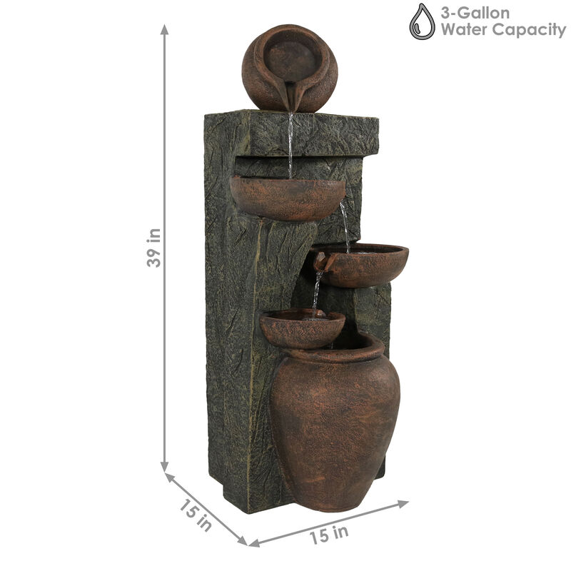 Sunnydaze Cascading Earthware Pottery Stream Water Fountain - 39 in