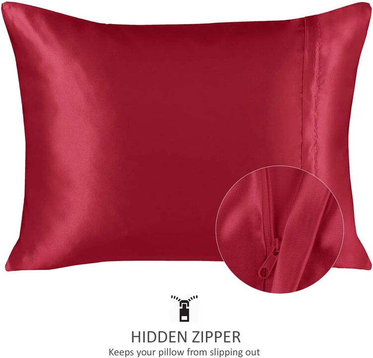 Satin Pillow Case with Zipper - Luxury Pillow Cover (Pillowcase Set of 2)