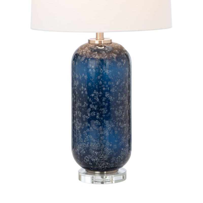 Lux Lighting Tootsie 30 Blue Glass Table Lamp w/ Crystal Base, (Set of 2)