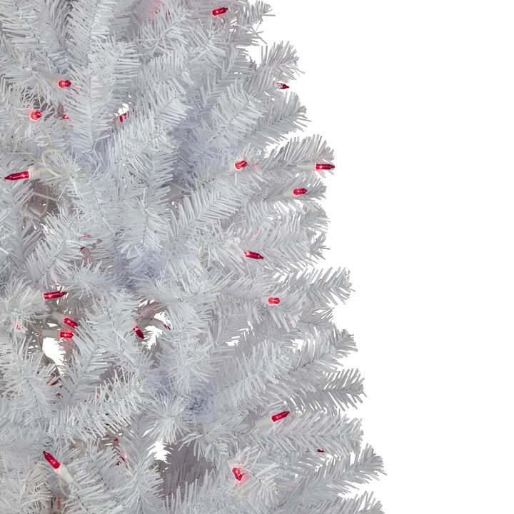 6.5’ Pre-Lit Slim Geneva White Spruce Artificial Christmas Tree  Pink Lights