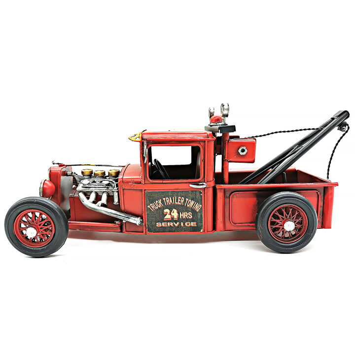 Vintage Red Metal Towing truck