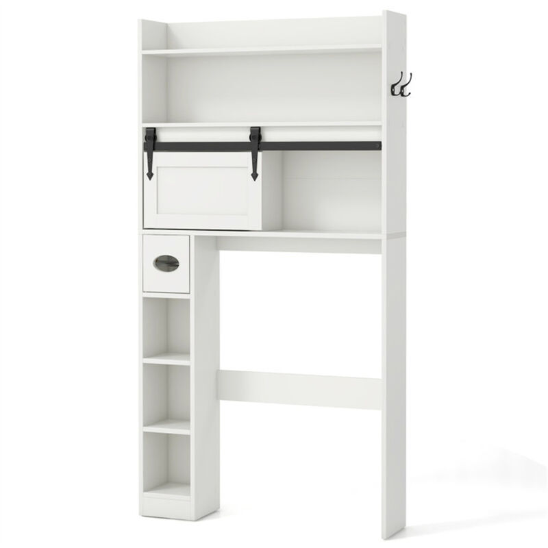 Freestanding Toilet Storage Cabinet with Adjustable Shelves, Bathroom Organizer