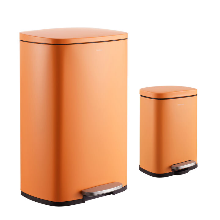 Rectangular Trash Can with Soft-Close Lid and FREE Mini Trash Can