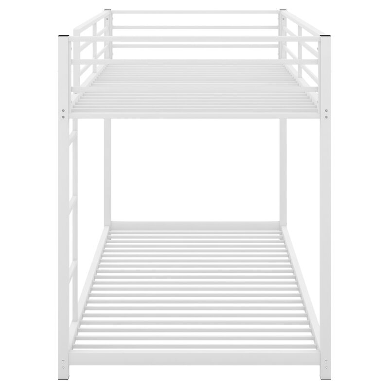 Twin Over Twin Metal Bunk Bed, Low Bunk Bed With Ladder