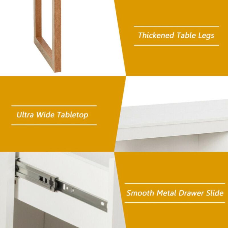 Hivvago Modern Computer Desk Writing Workstation with Cabinet and Drawer