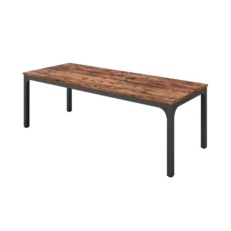 Jack Conference Table, 79 Inch Rectangular Brown MDF Top, Black Metal - Benzara