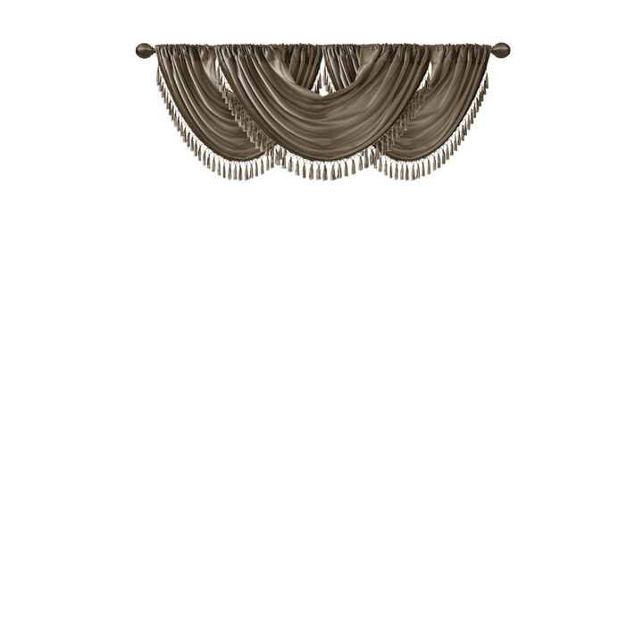 Gracie Mills Aurelius Faux Silk Sheen Waterfall Embellished Valance