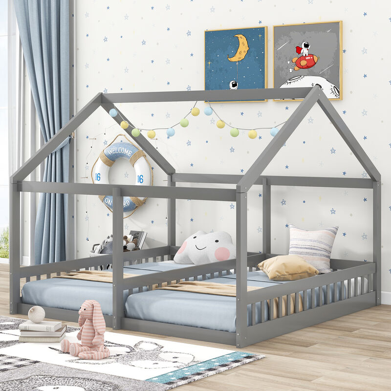 Merax House Platform Beds  with 2 Shared Beds