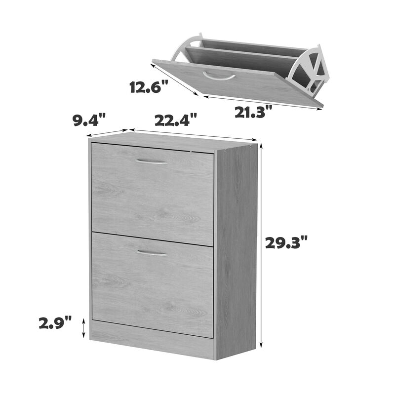 Grey Entryway Shoe Cabinet Spcase Saving Cabinet with 2 Drawers