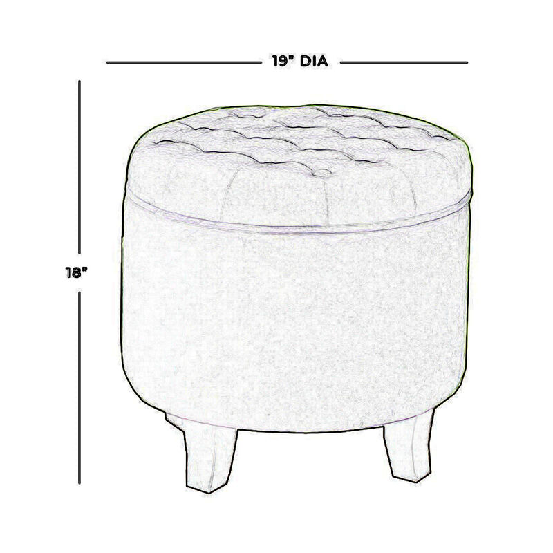 Button Tufted Velvet Upholstered Wooden Ottoman with Hidden Storage, Green and Brown - Benzara