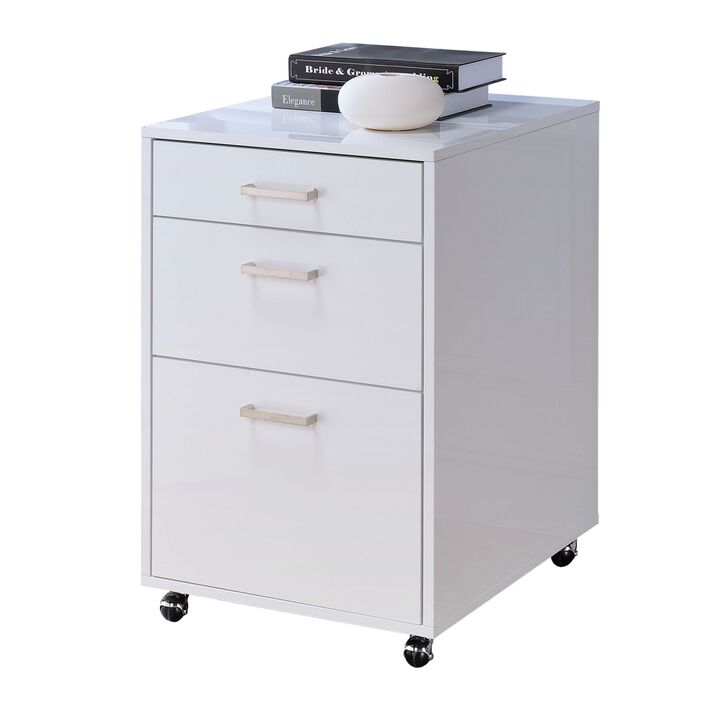 Modish File Cabinet, White-Benzara