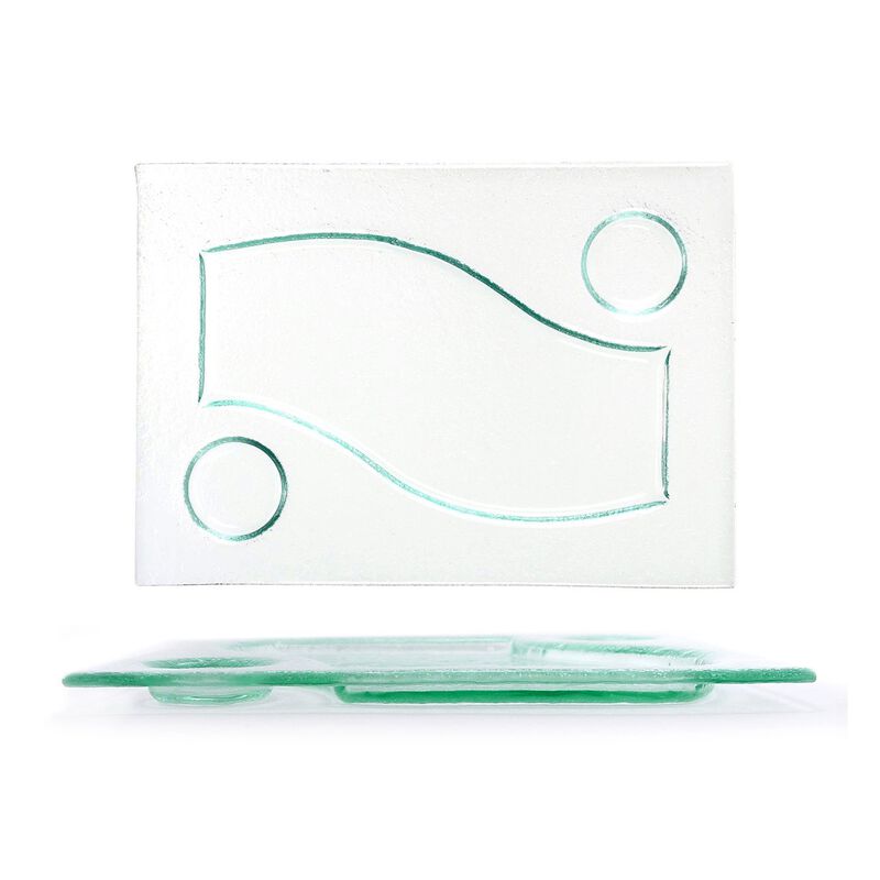 Glass Dinnerware 12.25" x 8.75" Rectangular Clear Glass Sectional Plate
