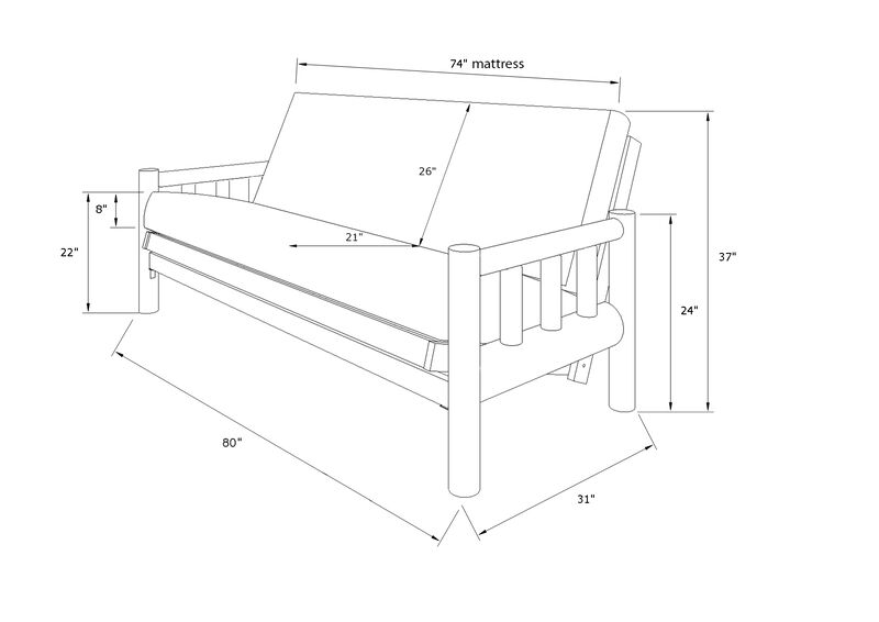 Lodge Futon with Storage Drawers and Canadian Print Mattress