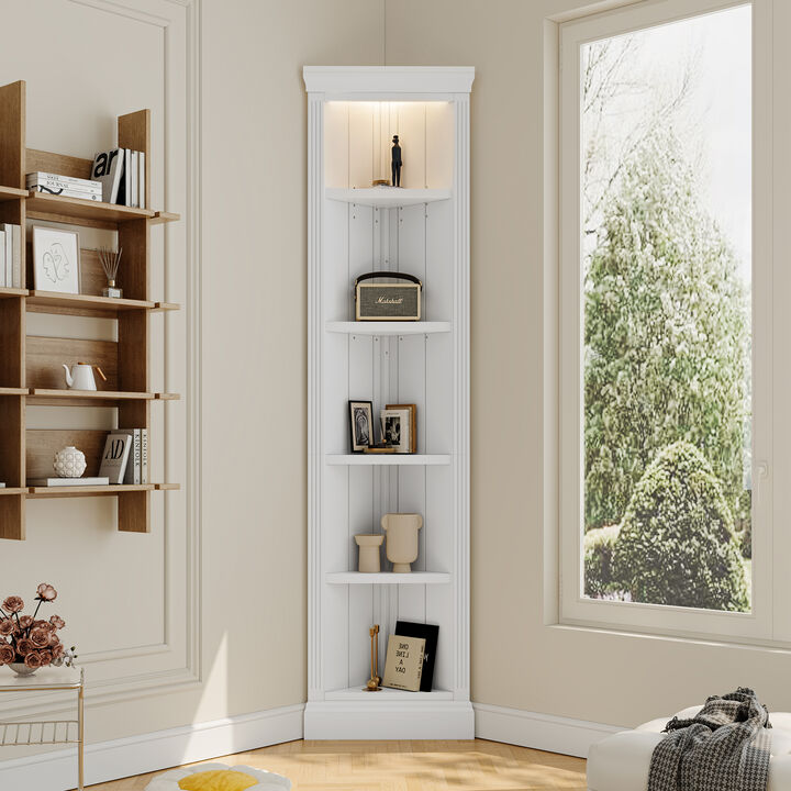 Merax 5 Tiers Corner Bookcase with LED Light