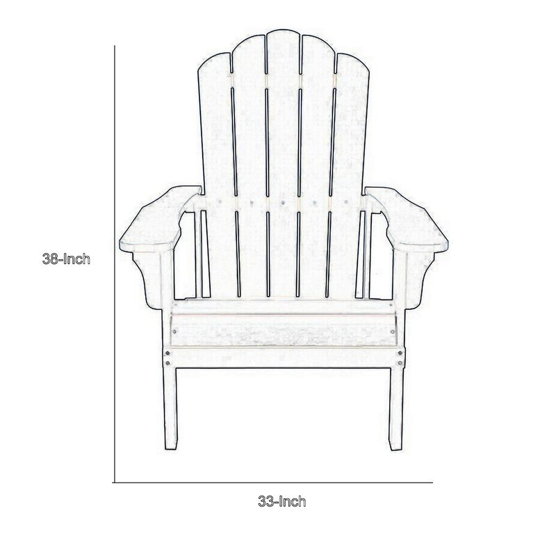 West Outdoor Patio Adirondack Chair, 30 Inch, Wood Style Brown Finish - Benzara
