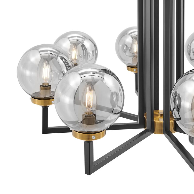 Monachopsis Chandelier Black and Gold Metal 8 Lights Large