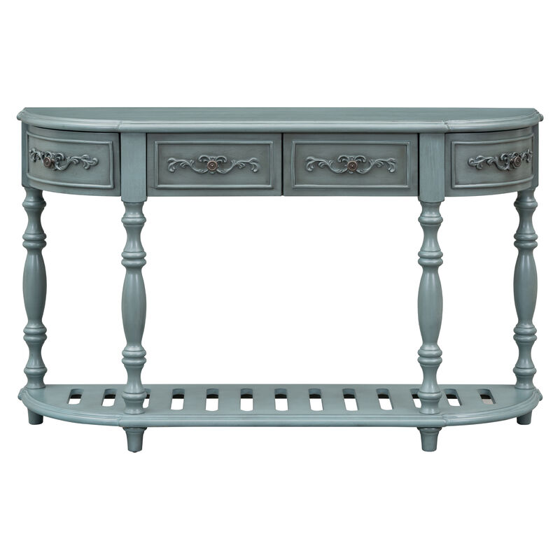 Merax 52''Modern and Contemporary Curved Console Table with 4 Drawers and 1 Shelf