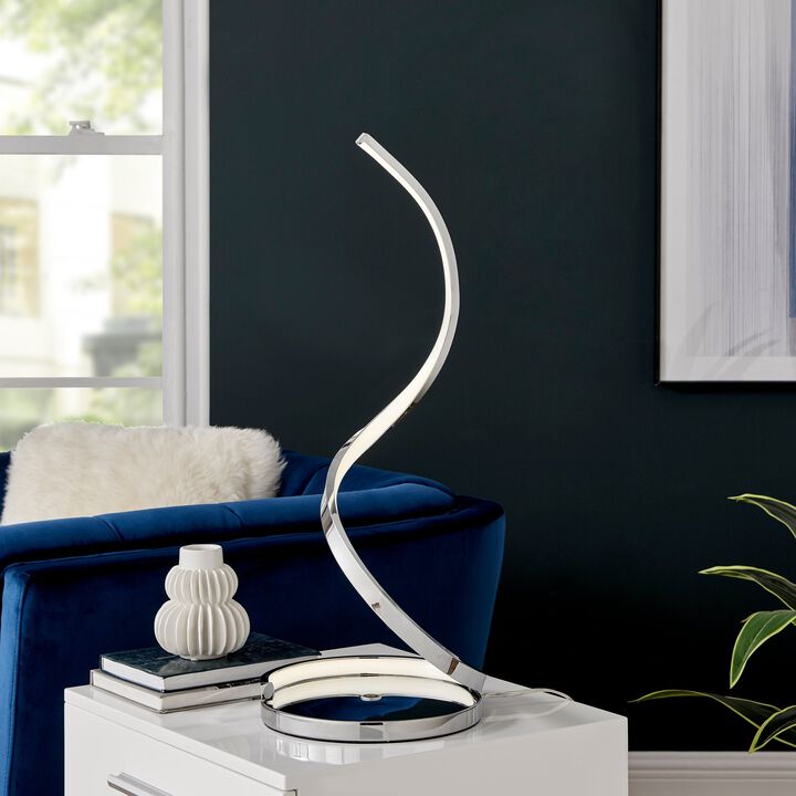 Modern Spiral Table Lamp Chrome Metal Dimmable Integrated LED