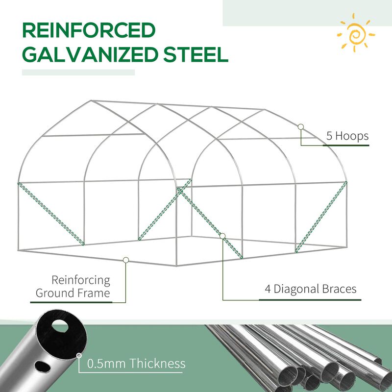 Greenhouse Structure: 11.5' Tunnel with Steel Hoops & Mesh Door