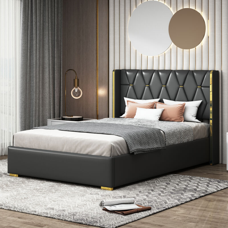 Merax Light Luxurious PU Platform Bed