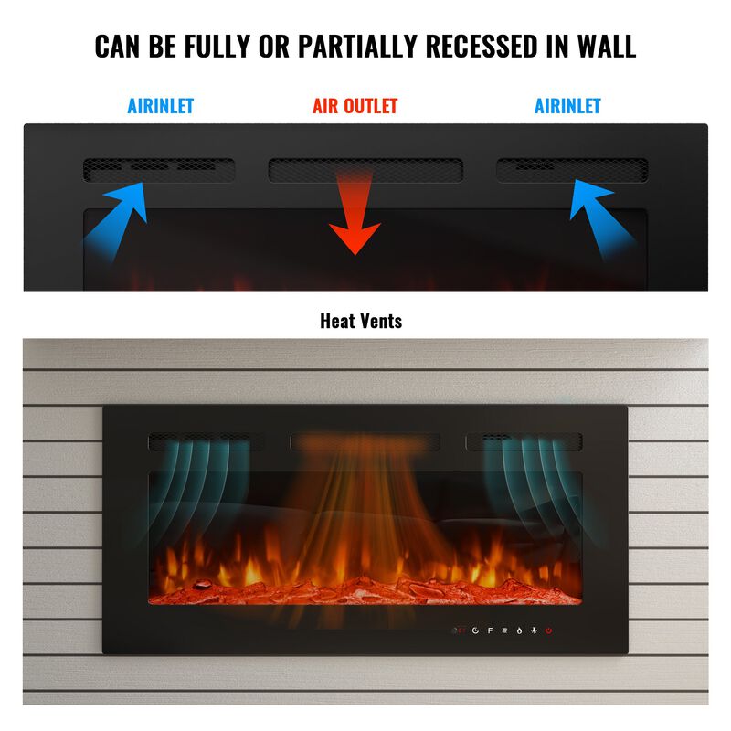 36 in. Direct Vent Electric Fireplace Insert with Remote Control