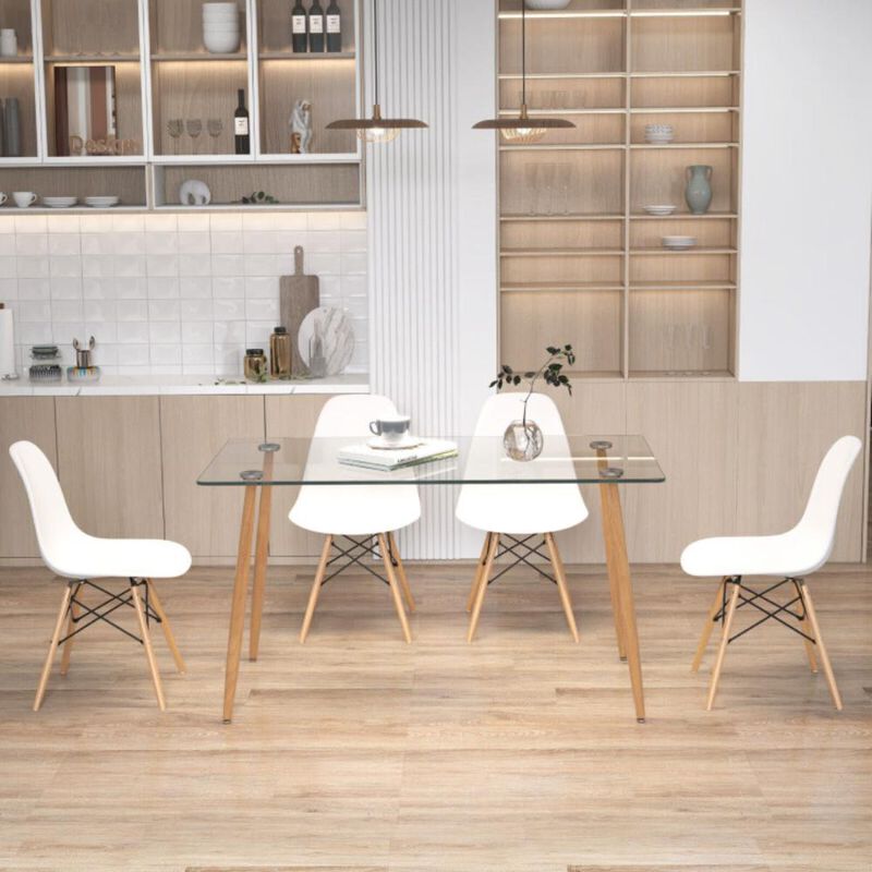 Hivvago 5 Pieces Rectangle Dining Table Set with 51 Inch Glass Tabletop