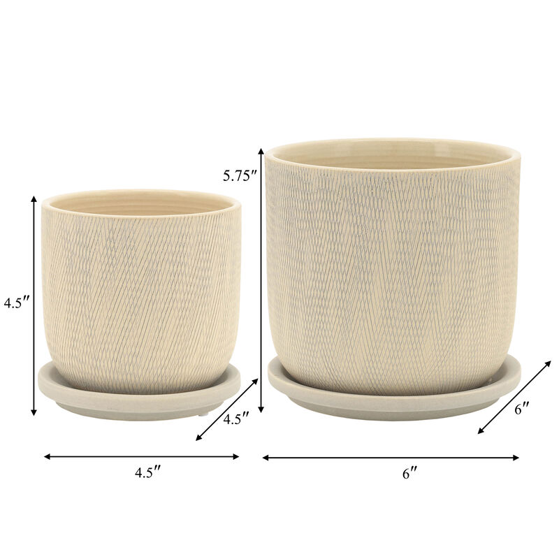 Mesh Planter with Saucer, Sage