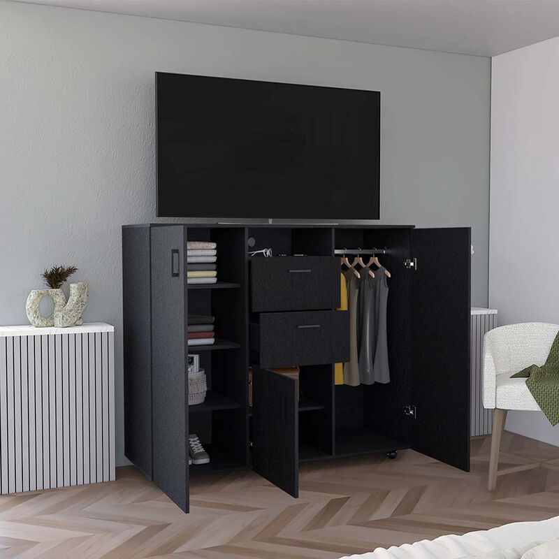 Double Door Cabinet Dresser Quizz, Bedroom, Black