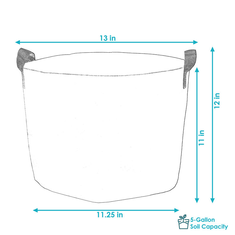 Sunnydaze Set of 5 Nonwoven Polypropylene Grow Bag with Handles - 5 gallon