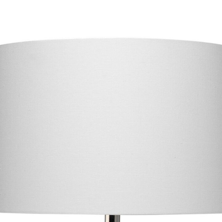 Ceramic Table Lamp with Neutral Waves Pattern, White and Blue-Benzara
