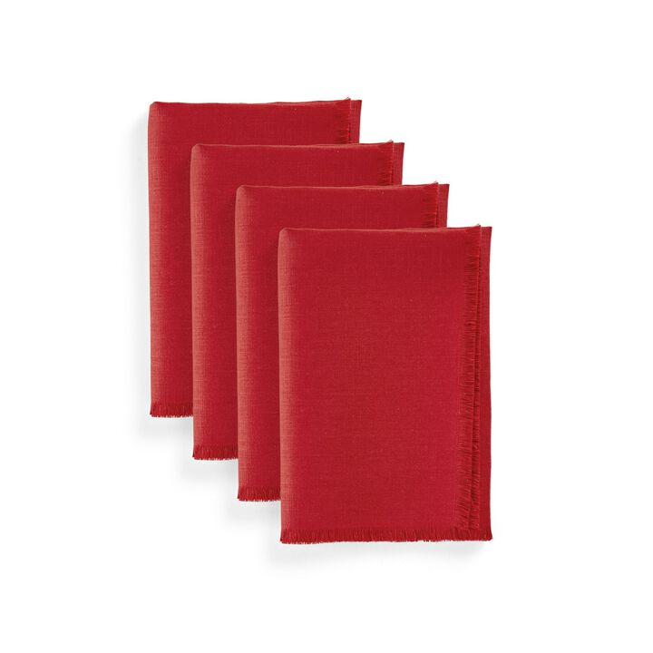 Solino Home 100% Pure Linen Cloth Napkins 20 x 20 Inch Set of 4 | Fringe Dinner Napkins